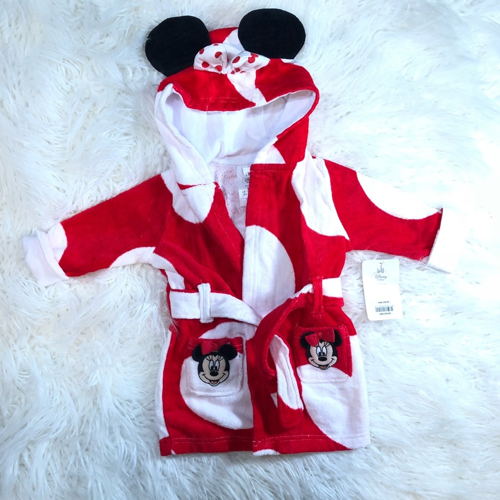 NWT Disney Baby Minnie Mouse Robe 6-9M